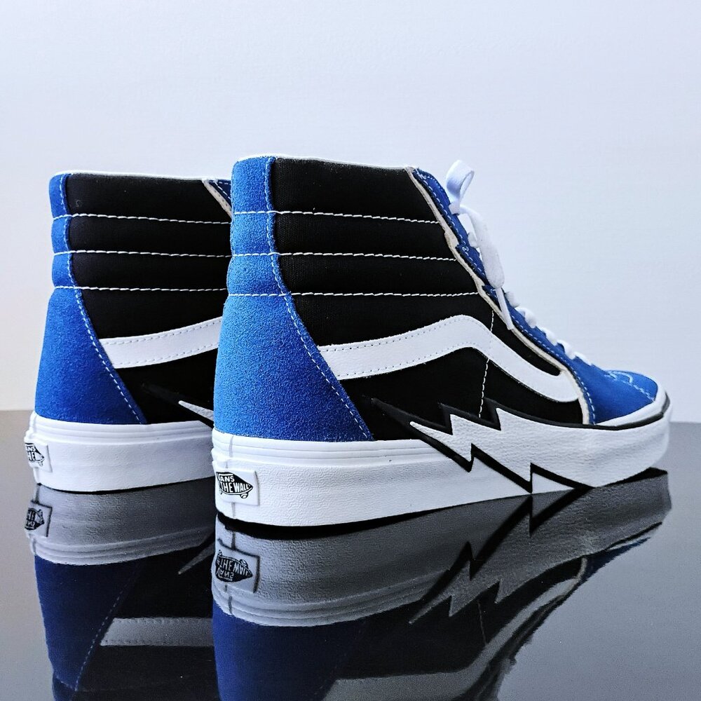 Vans Men Sk8-Hi Bolt Suede/Canvas High Top Sneaker in Beautiful True Blue/Black - Picture 7 of 13